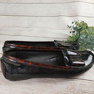 Stuart Weitzman Loafers Patent Leather Gill Flats Tortoise shell Brown